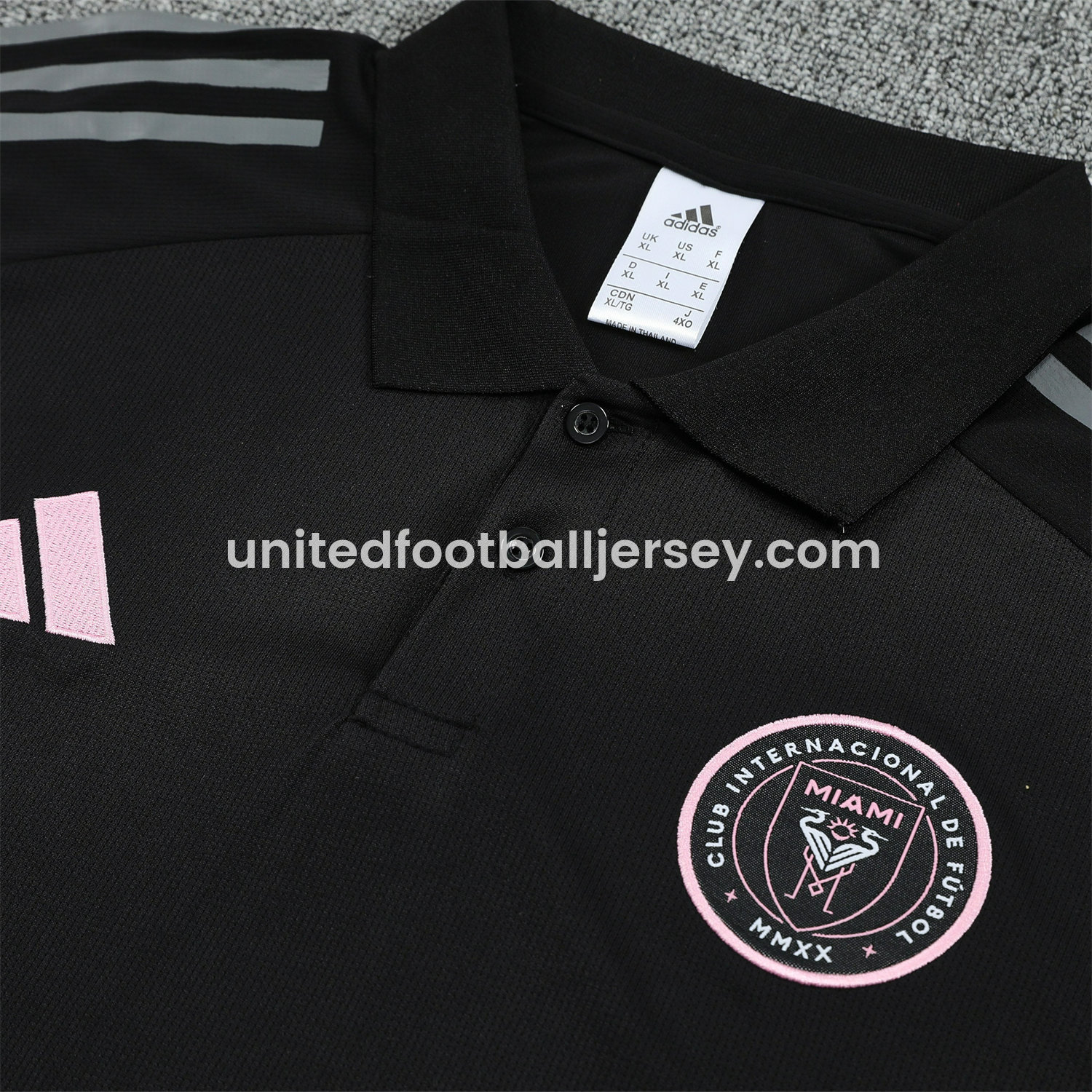 unitedfutballjersey-INT M.A.M 25-26 POLO Short-Sleeve Training Set - Black Top and Pants