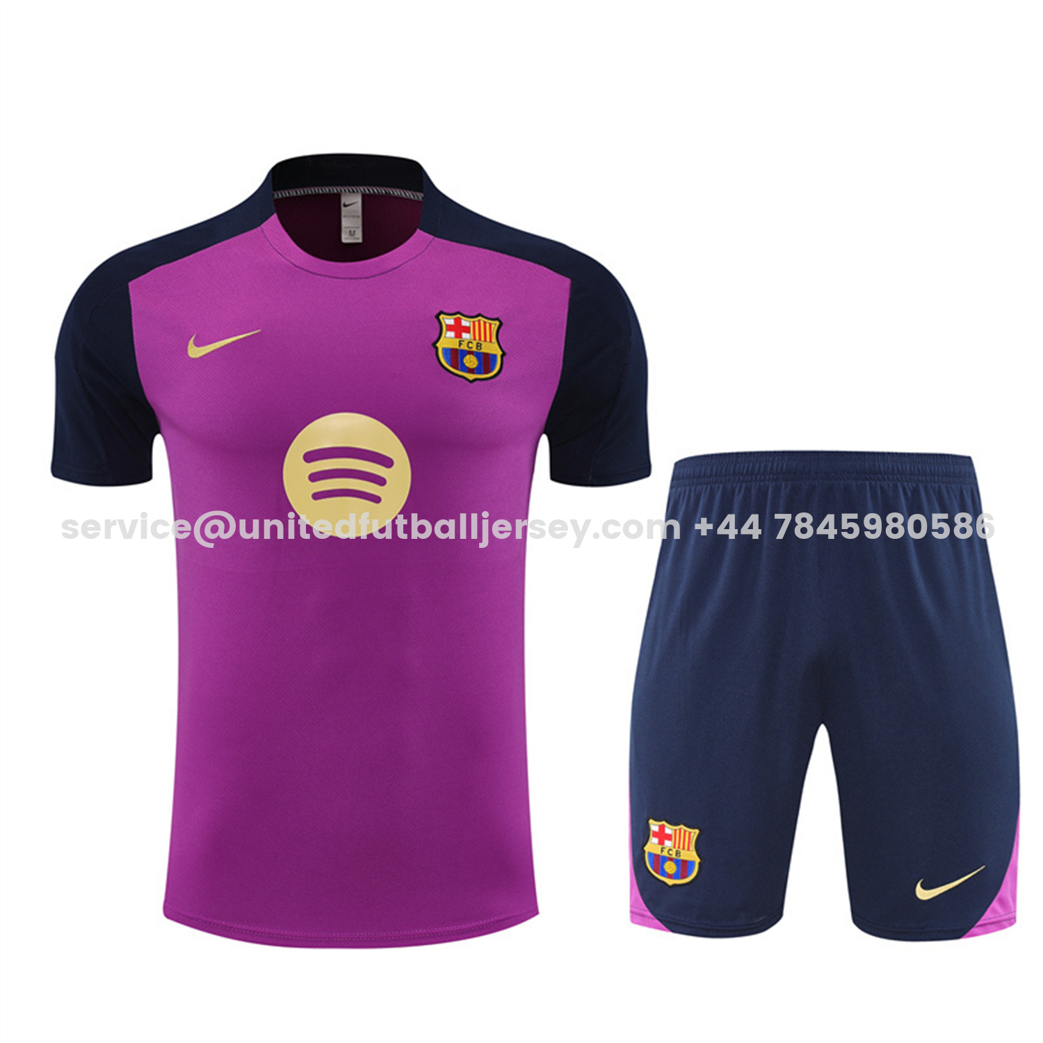 unitedfutballjersey-Barcelona 25-26 Short-Sleeve Training Set - Purple Top & Deep Blue Shorts