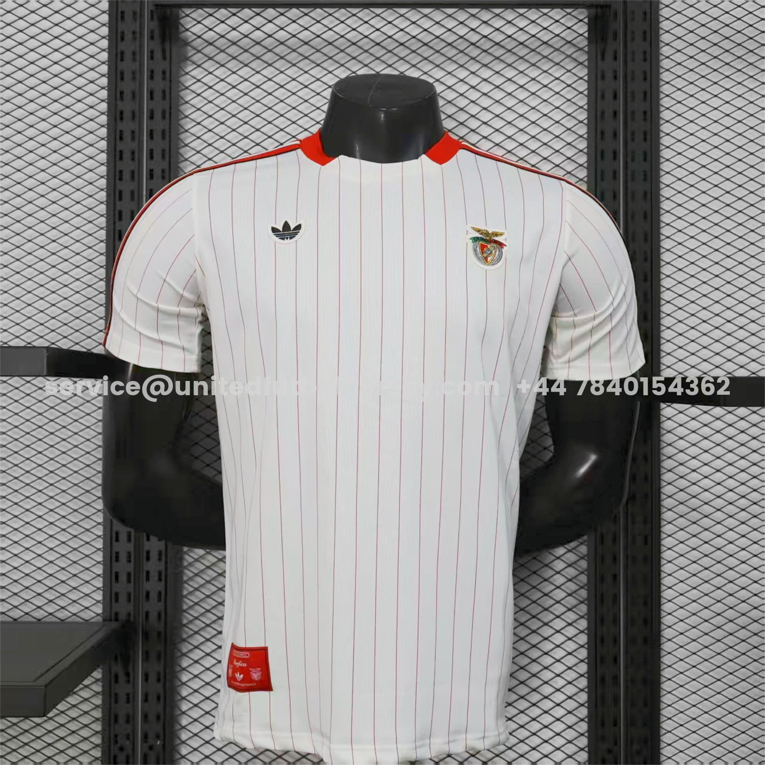 unitedfutballjersey-Benfica 25-26 Trefoil Red Lines White Travel Jersey - Player Version