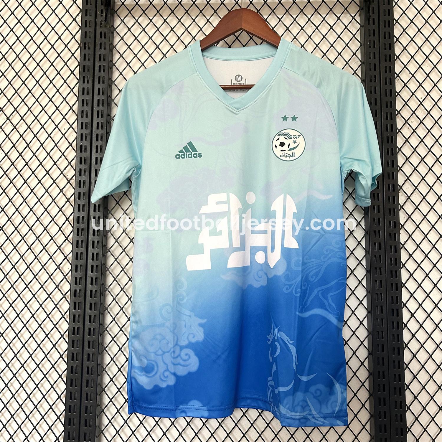 unitedfutballjersey-Algeria 25-26 Blue Green Gradient Auspicious Cloud Pattern Special Jersey - Fans Version