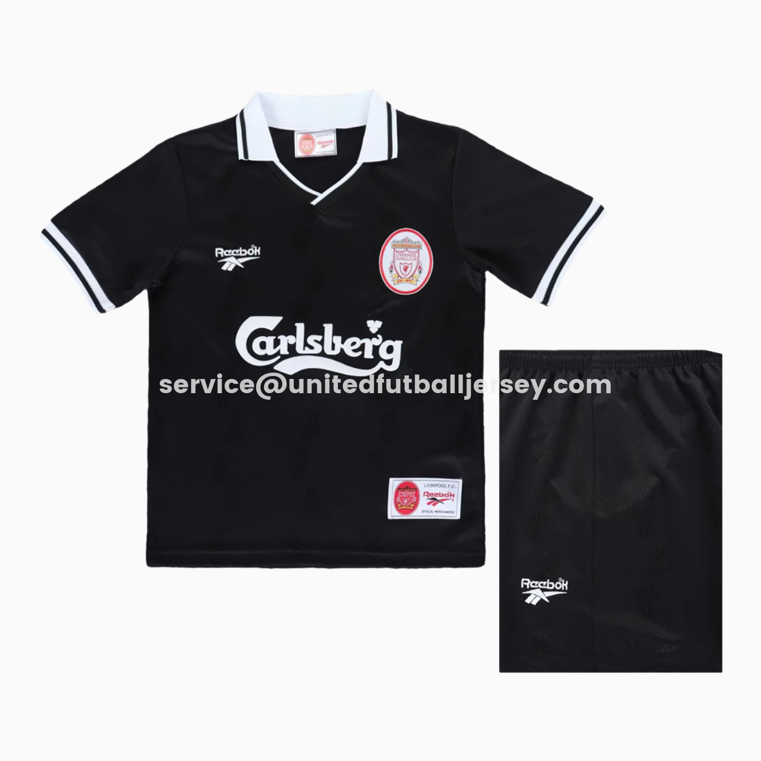 unitedfutballjersey-Retro Liver.pool 1996-97 Black Special Kids Kit