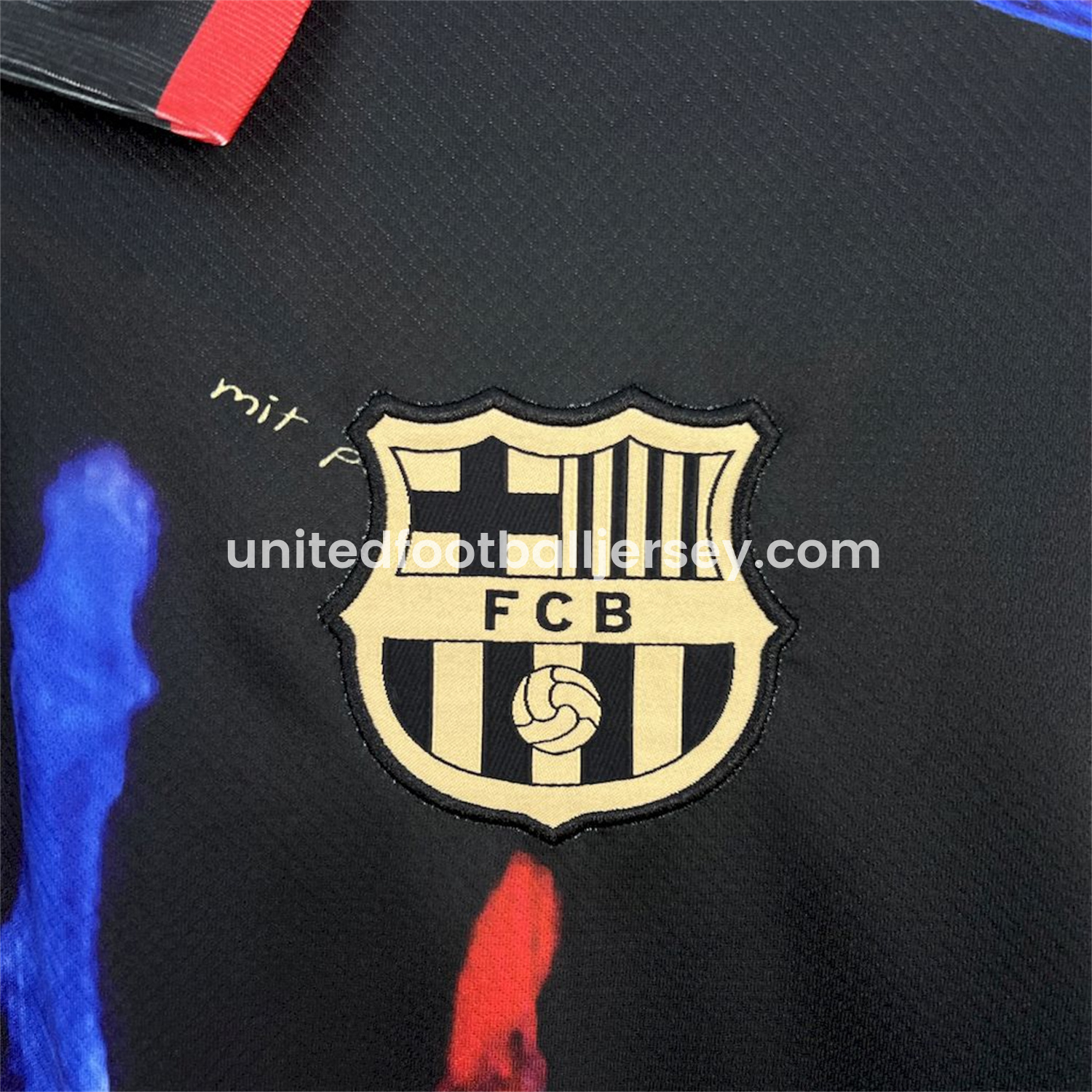 unitedfutballjersey-Barcelona 25-26 Red & Blue Palm Black Jersey - Fans Version