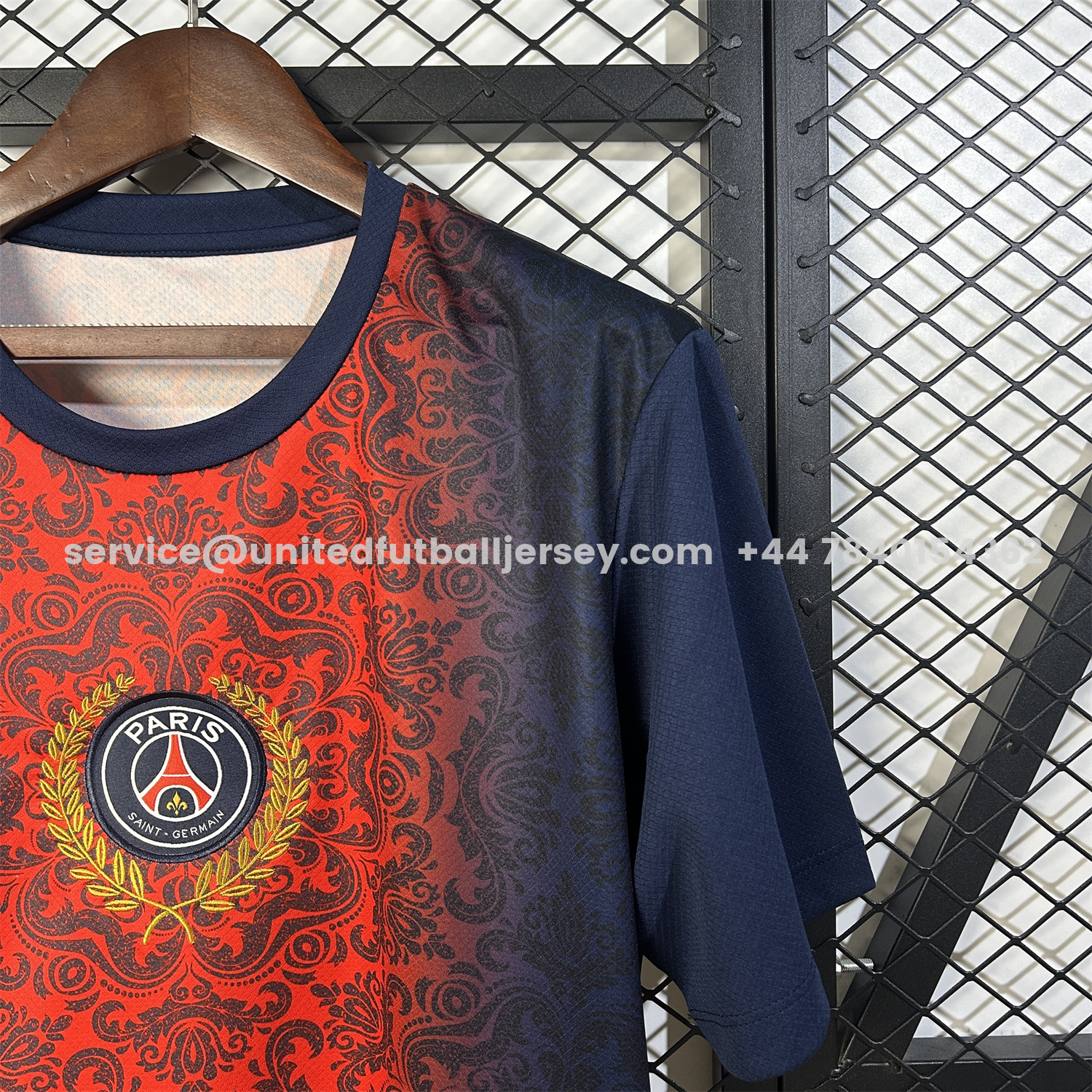 unitedfutballjersey-Paris Saint-Germain PSG 25-26 Champions League Commemorative Edition Red Blue Flower Pattern T-shirts
