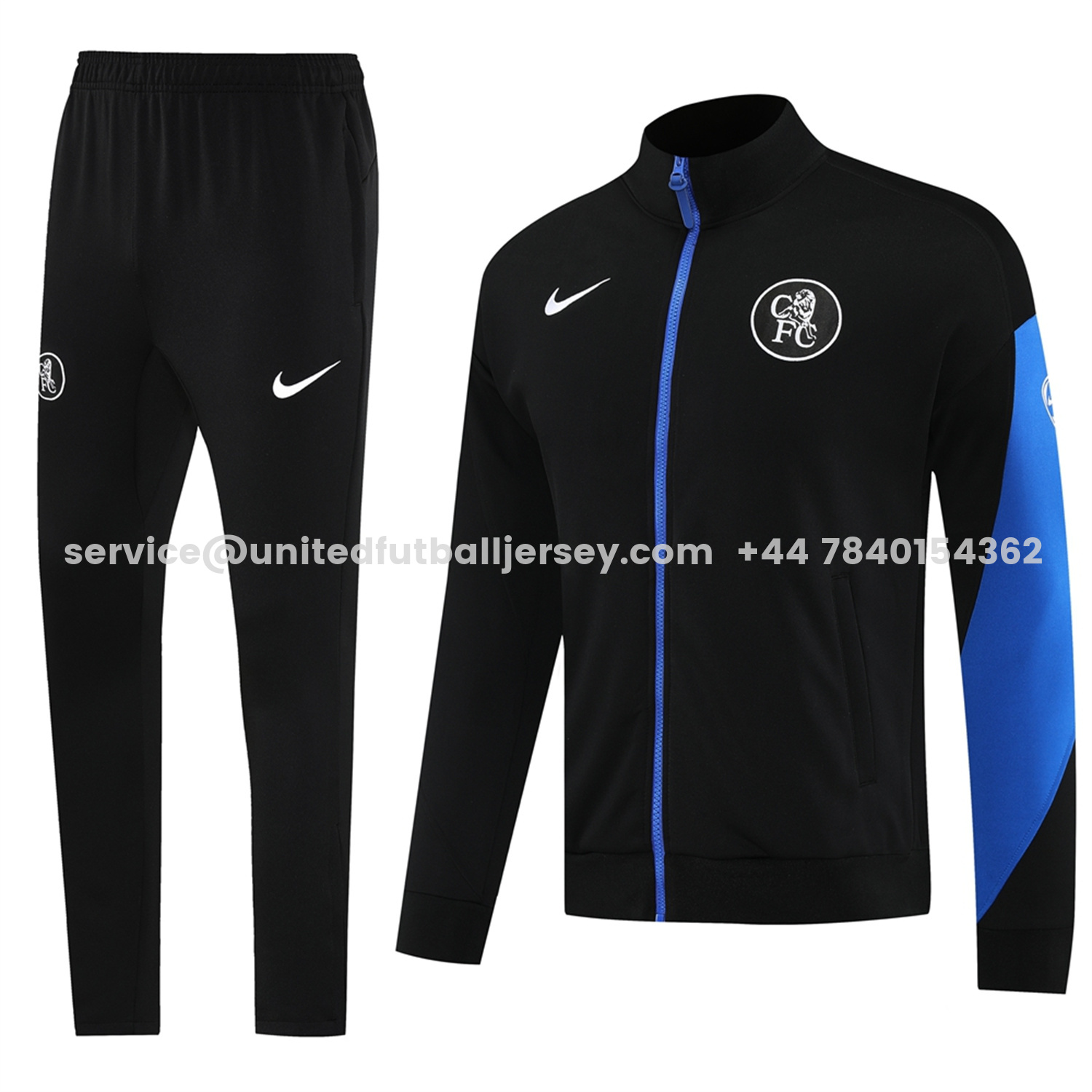 unitedfutballjersey-C.H.E.L.S.E.A 25-26 Jacket Training Tracksuit with Throwback Badge - Black Jackets & Pants