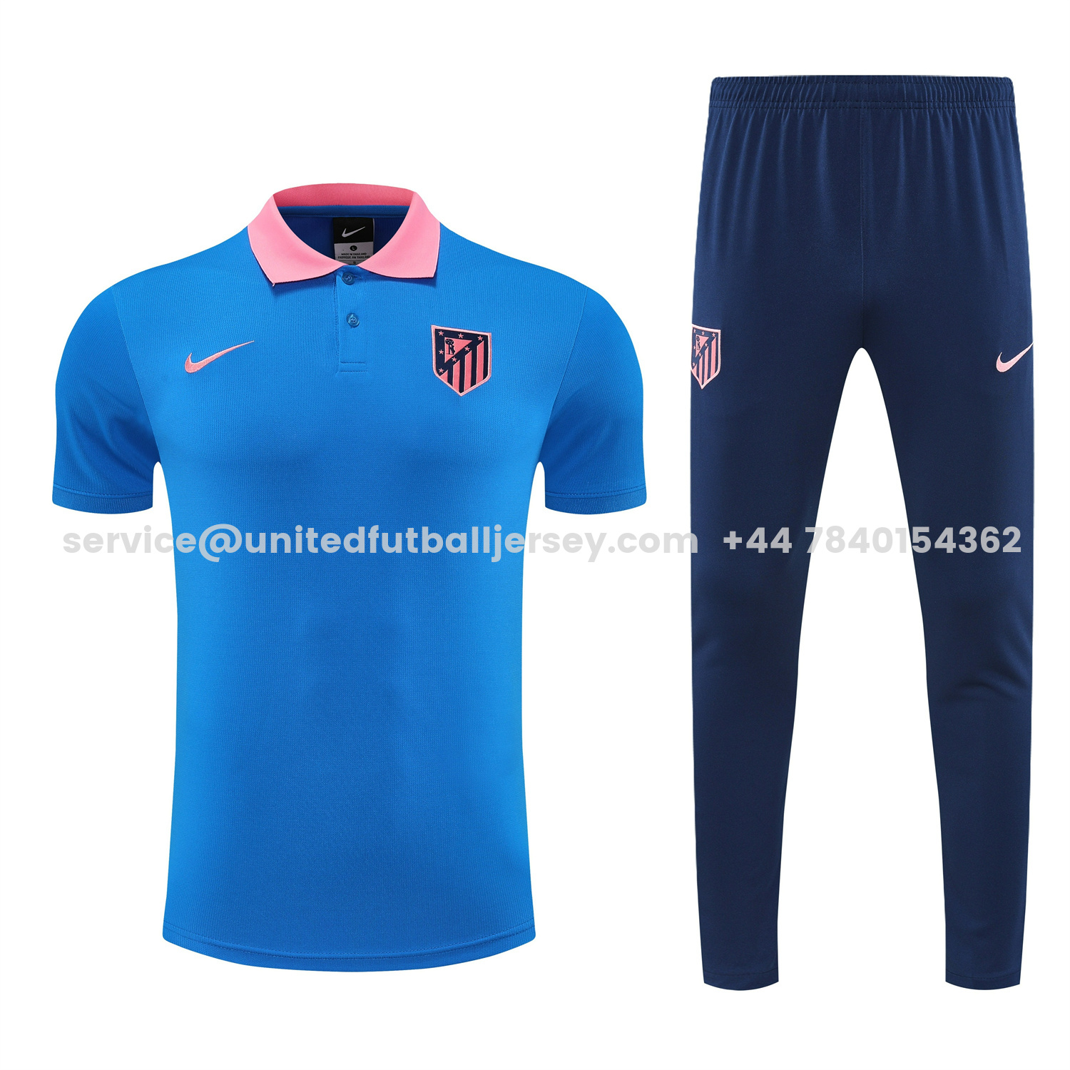 unitedfutballjersey-Atletico Madrid 25-26 POLO Short-Sleeve Training Set - Blue Top & Deep Blue Pants