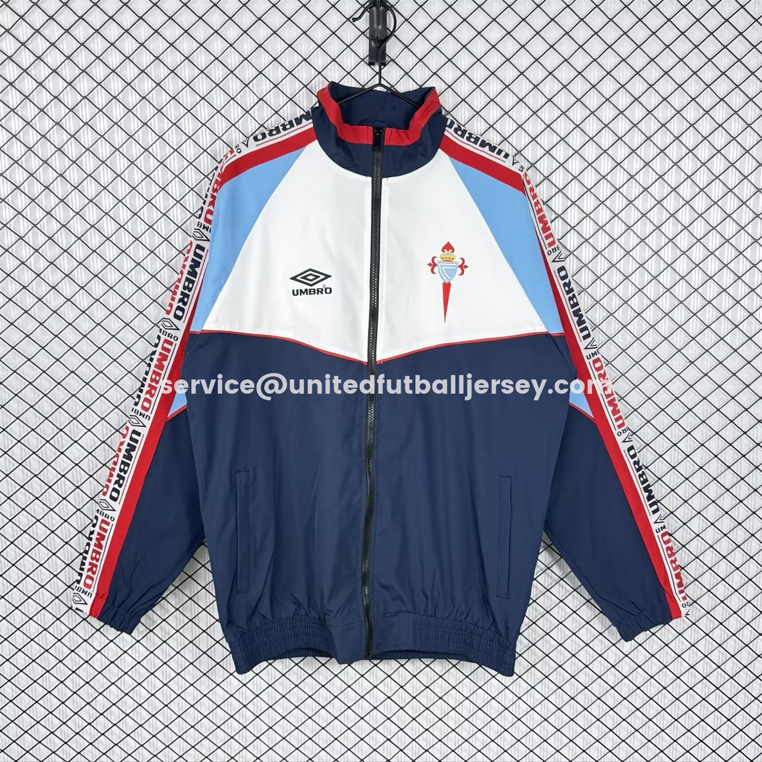 unitedfutballjersey-Retro Celta Vigo 1998-99 Windbreaker Jacket - White And Blue