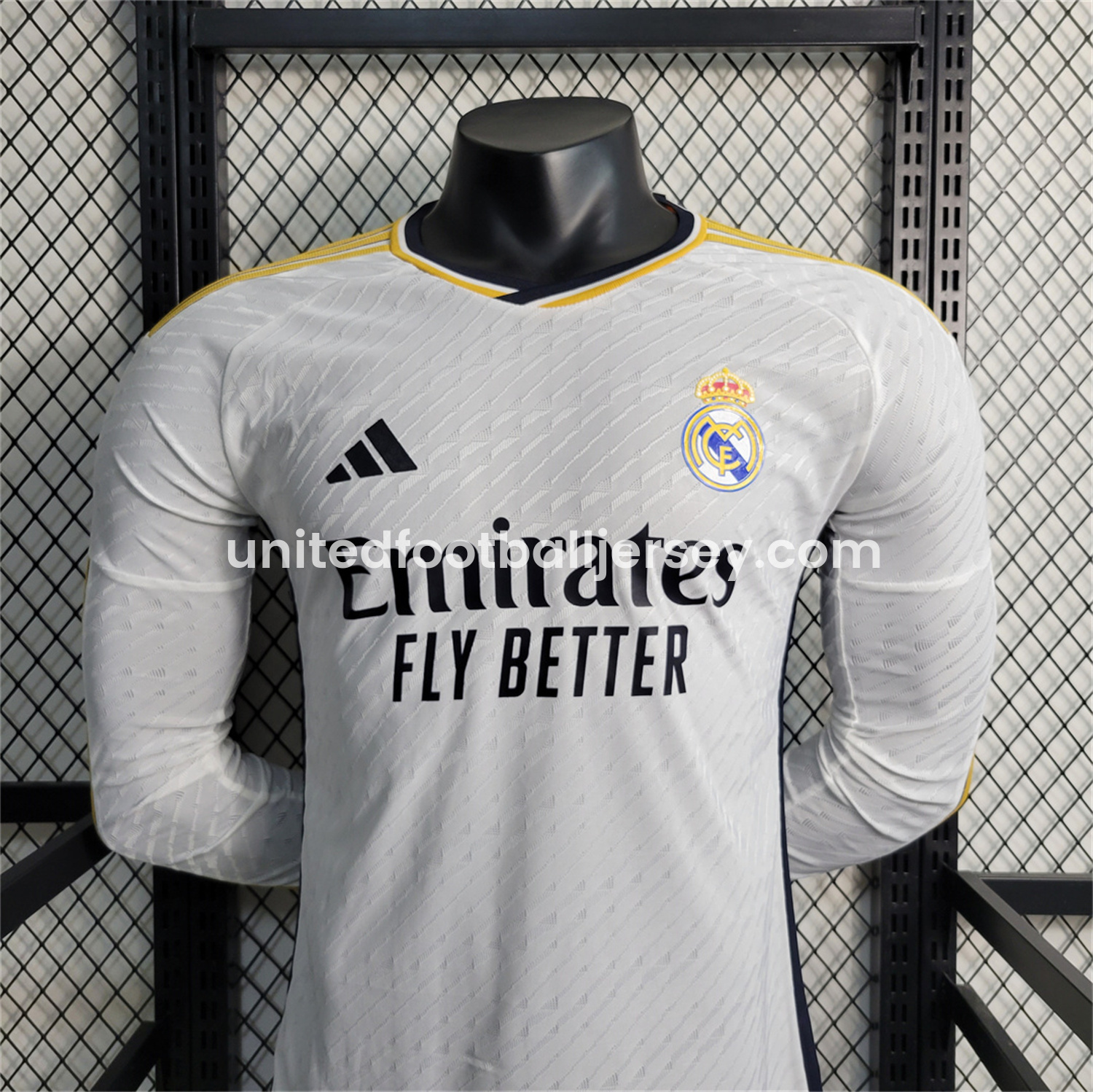 unitedfutballjersey-Retro Real Madrid 2023-24 Home Long Sleeves Jersey - Player Version