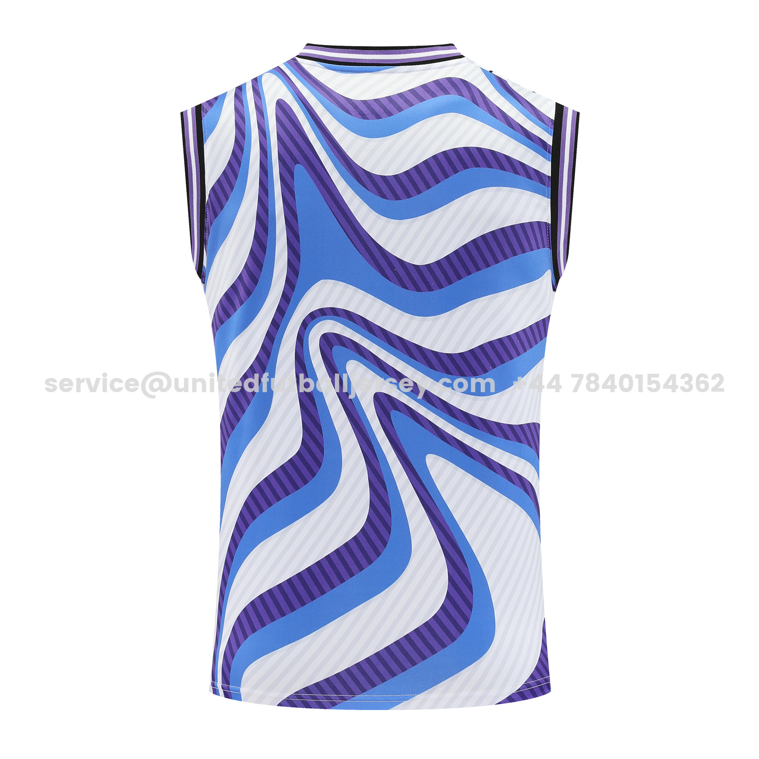 unitedfutballjersey-Real Madrid 25-26 Vest Training Set - Blue Purple Curve Pattern Vest & Black Shorts