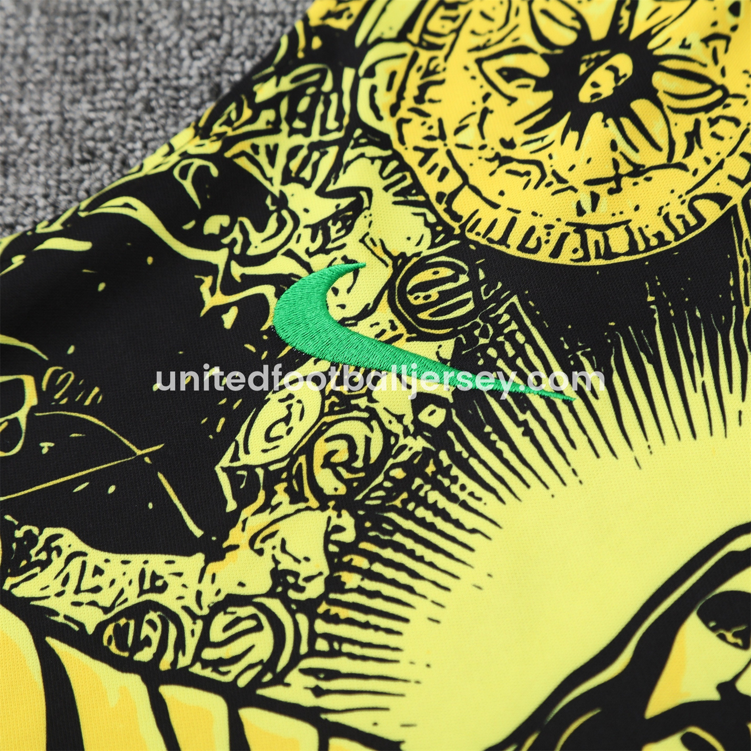 unitedfutballjersey-Brazil 25-26 Yellow Jesus Statue Vest Training Set - Yellow Vest & Black Shorts