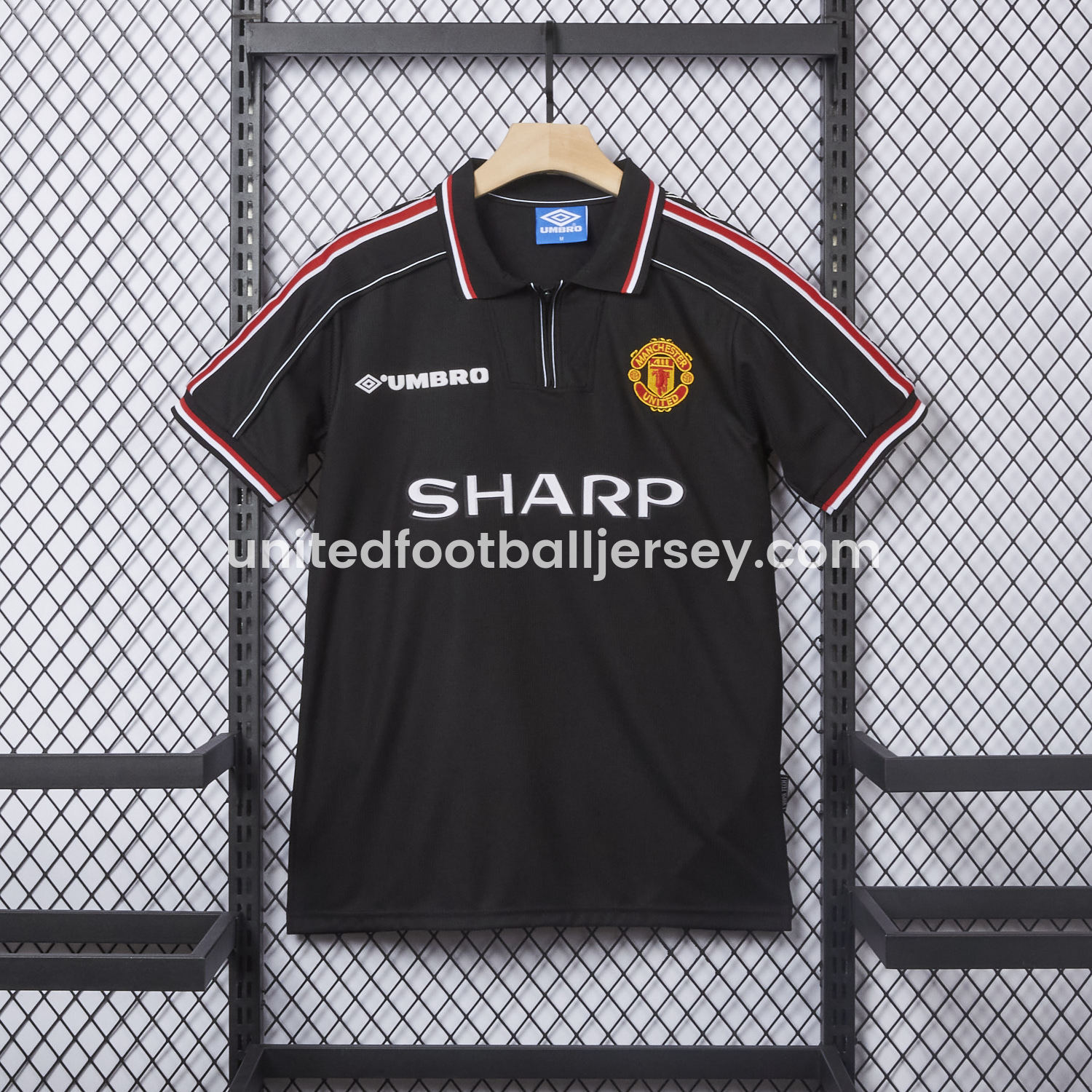 unitedfutballjersey-Retro Manchester United 1998-99 Black Jersey