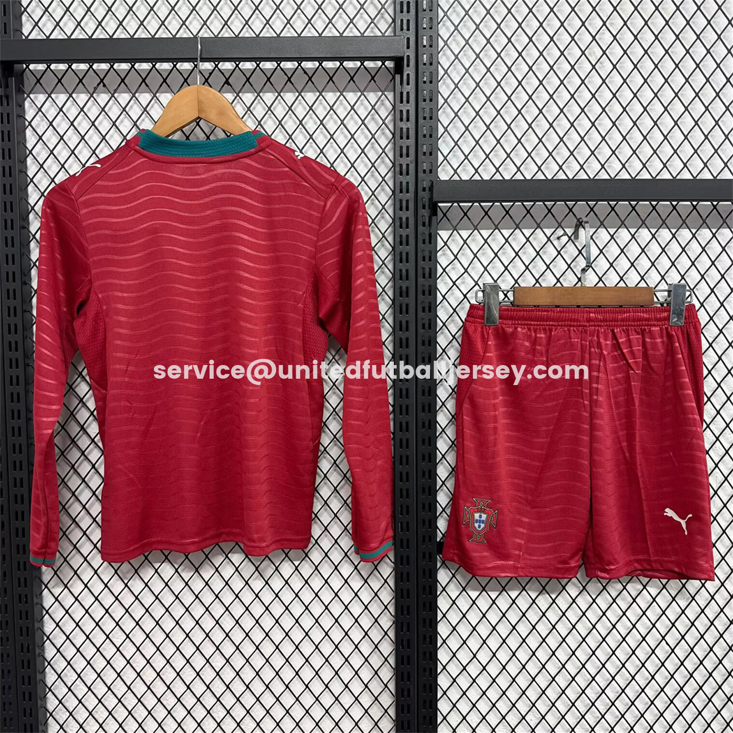 unitedfutballjersey-Portugal 2026 Home Long Sleeves Kids Kit