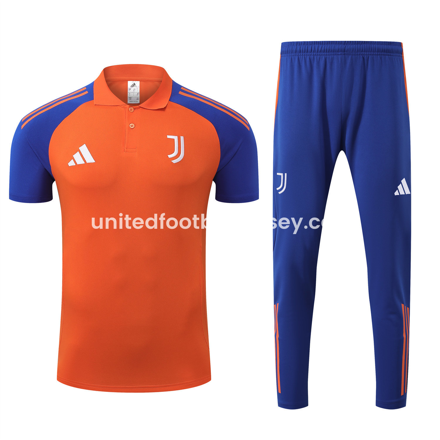unitedfutballjersey-Juventus 25-26 POLO Short-Sleeve Training Set - Orange Top and Blue Pants