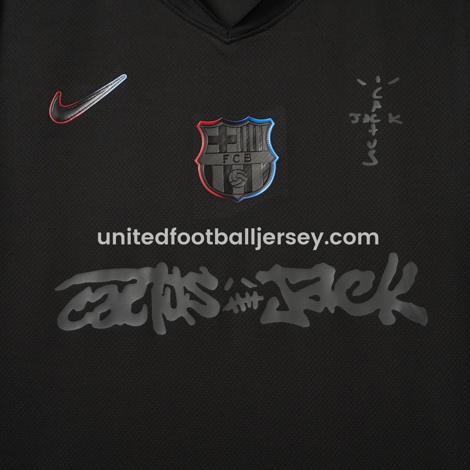 unitedfutballjersey-Barcelona x Travis Scott 24-25 Away Pure Black Jersey - Fans Version