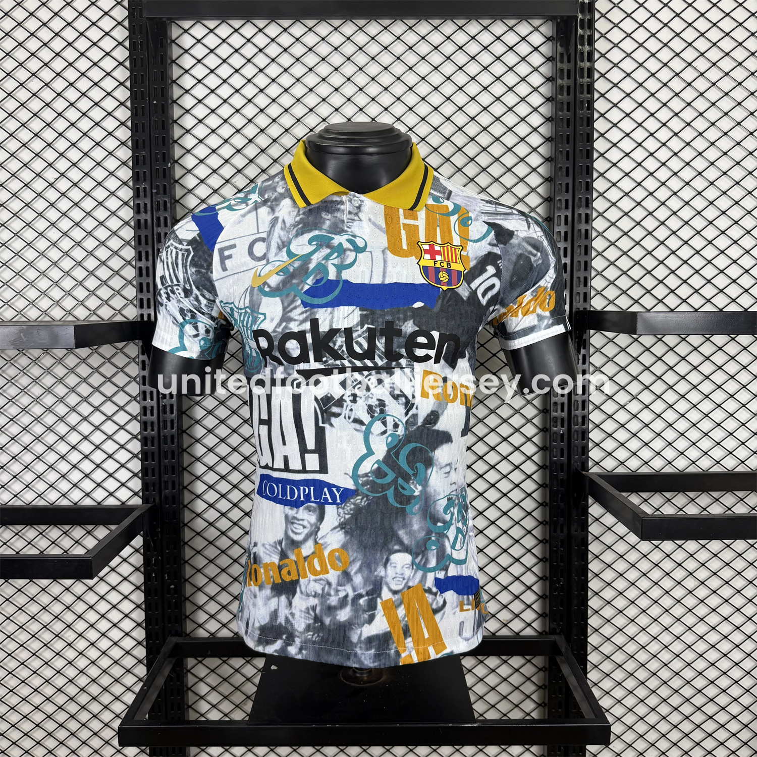 unitedfutballjersey-Barcelona 25-26 Ronaldinho Photo Collage Style POLO Colorful Special Jersey - Player Version