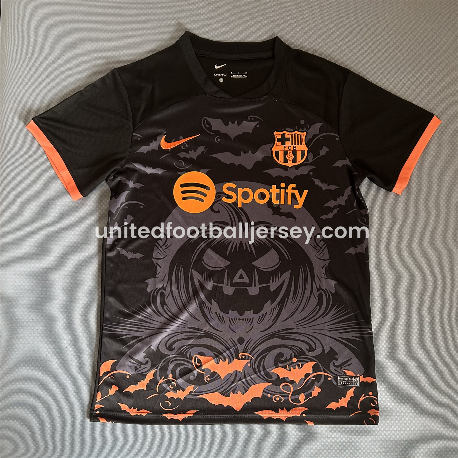 unitedfutballjersey-Barcelona 25-26 Halloween Pumpkin Silhouette Black Jersey - Fans Version