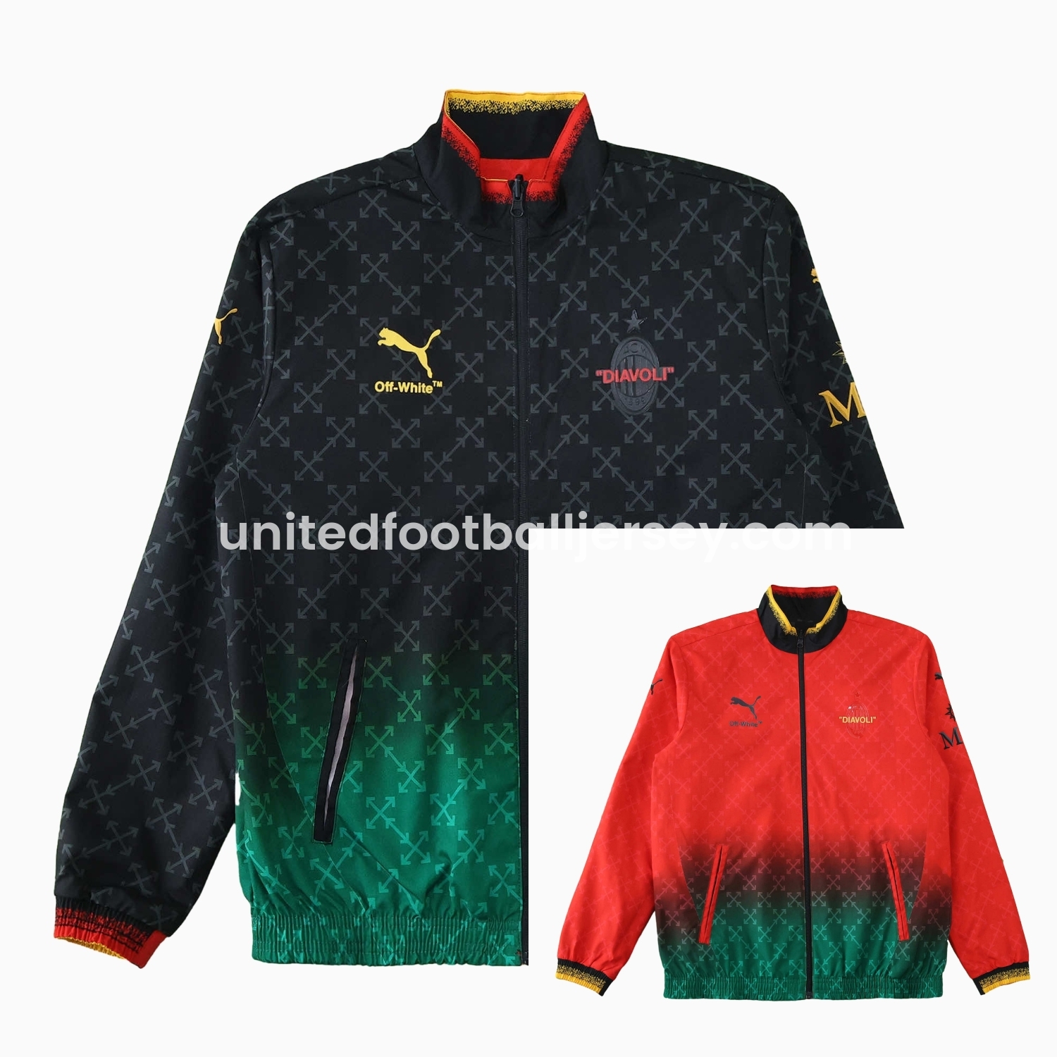 unitedfutballjersey-AC Milan 24-25 Fourth “Diavoli” Special Edition Double Sided Reversible Windbreaker - Black & Red