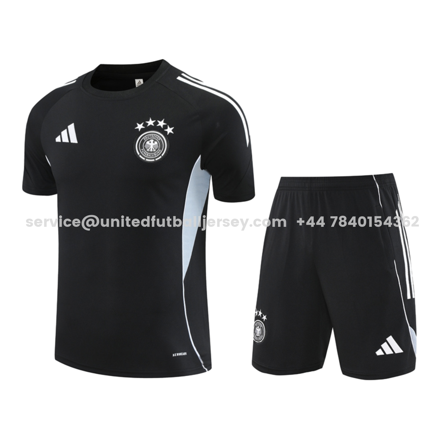 unitedfutballjersey-Germany 25-26 Short-Sleeve Training Set - Black Short Sleeve & Black Shorts