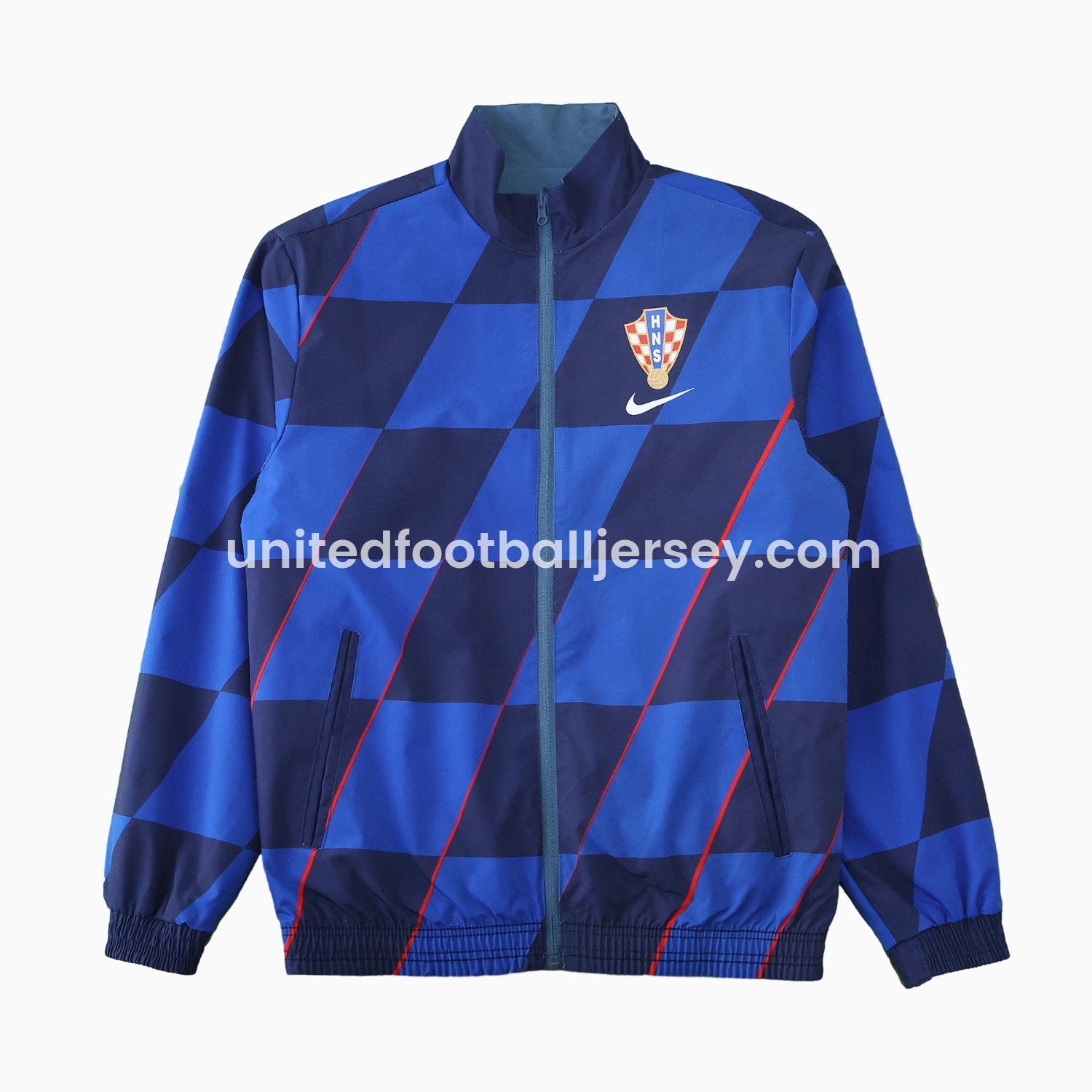 unitedfutballjersey-Croatia 24-25 Away Style Double Sided Reversible Windbreaker - Blue