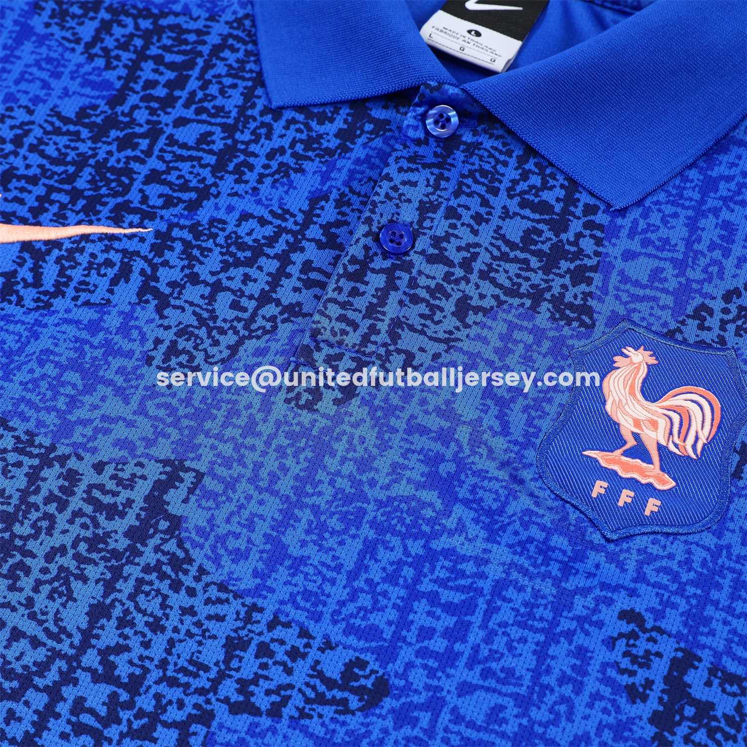 unitedfutballjersey-France 25-26 POLO Short-Sleeve Training Set - Ocean Blue Top and Dark Blue Pants