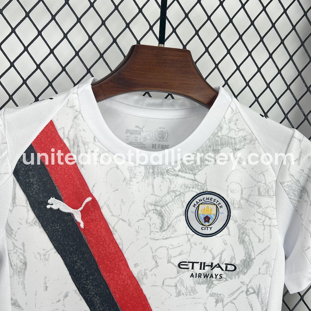 unitedfutballjersey-Manchester City 25-26 Away Kids Kit