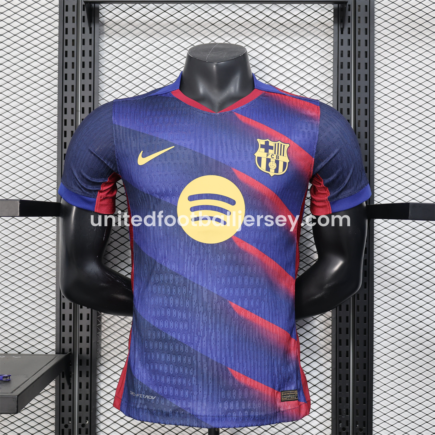 unitedfutballjersey-Barcelona 25-26 Red Diagonal Special Blue Jersey - Player Version