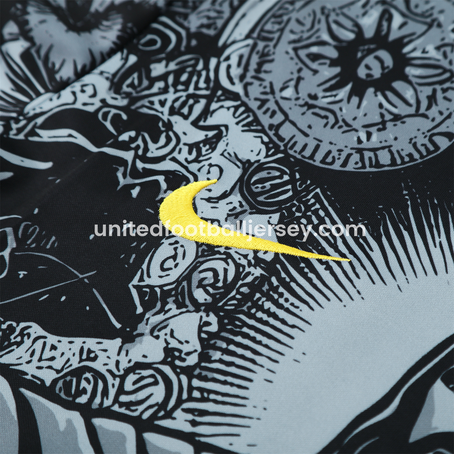 unitedfutballjersey-Brazil 25-26 Gray Jesus Statue Short-Sleeve Training Set - Gray Top & Black Shorts