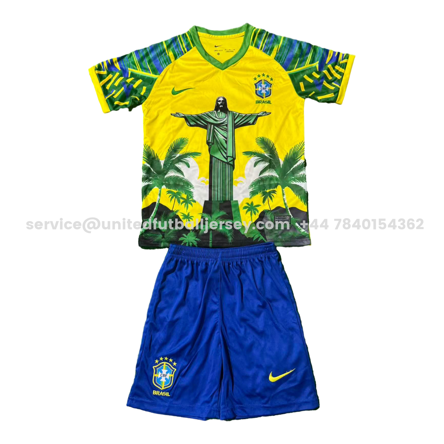 unitedfutballjersey-Brazil 25-26 Green Jesus Yellow Special Kids Kit
