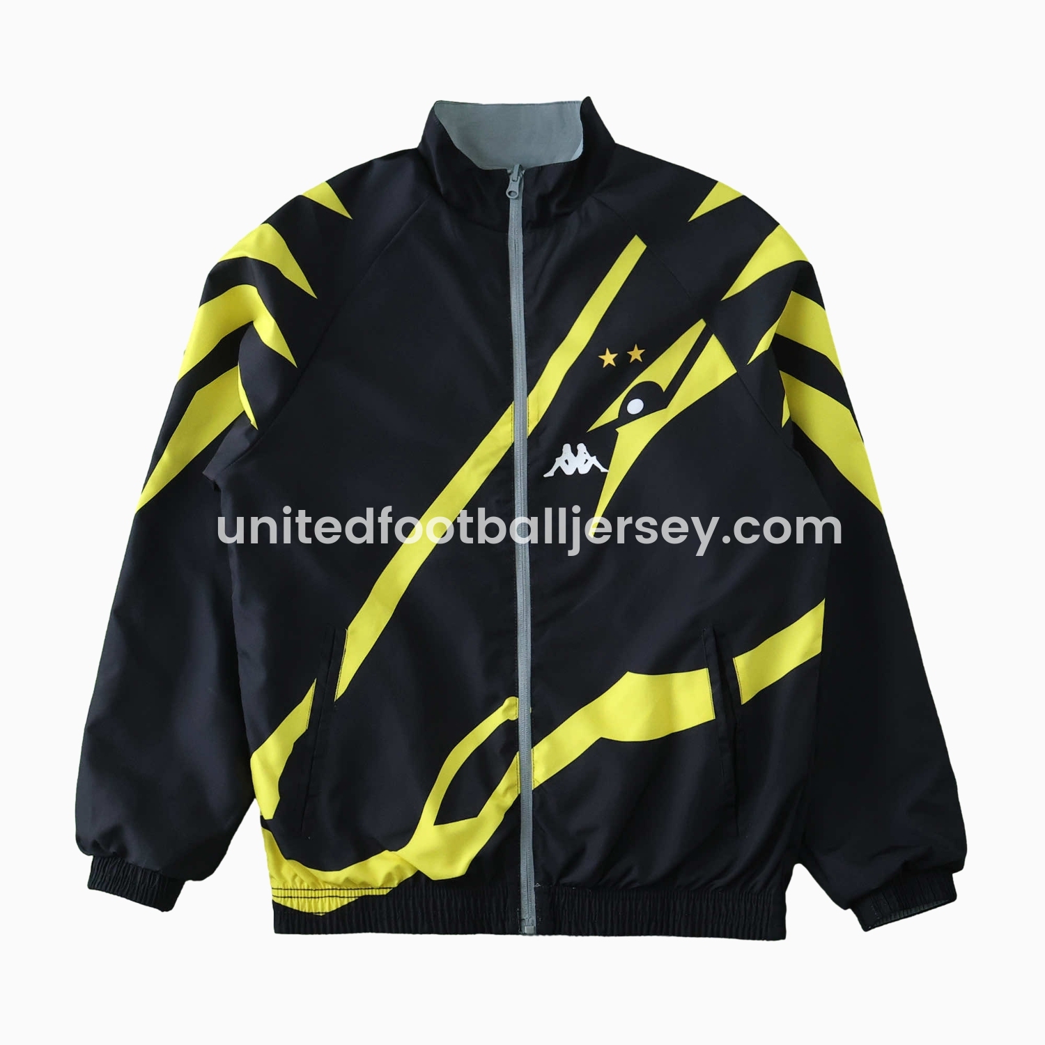 unitedfutballjersey-Borussia Dortmund 24-25 Retro Style Double Sided Reversible Windbreaker - Black & Grey