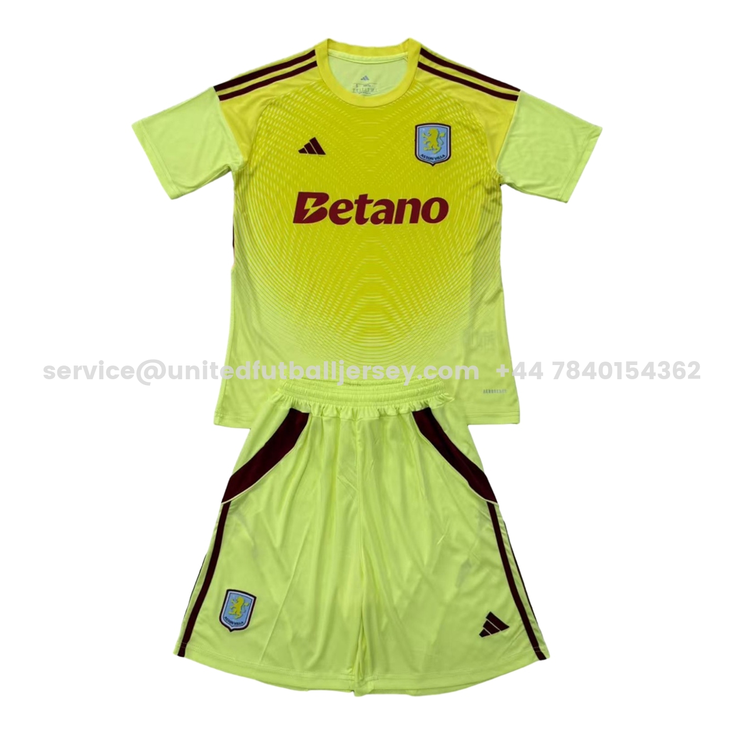 unitedfutballjersey-Aston Villa 25-26 Yellow Goalkeeper Men's Adult Jersey Set - Fans Version