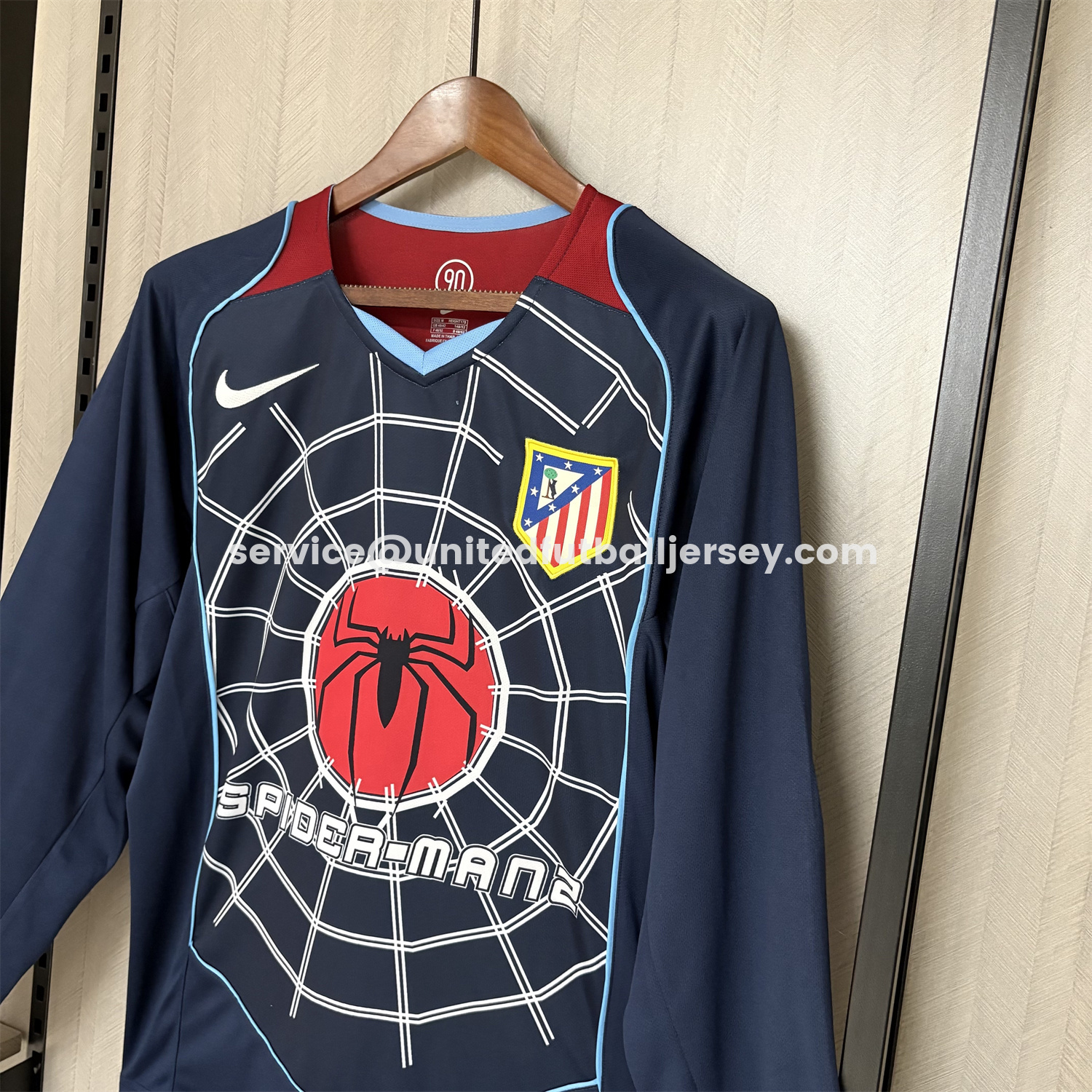 unitedfutballjersey-Retro Atletico Madrid 2004-05 Away Long Sleeves Jersey - S.p.i.d.e.r M.a.n
