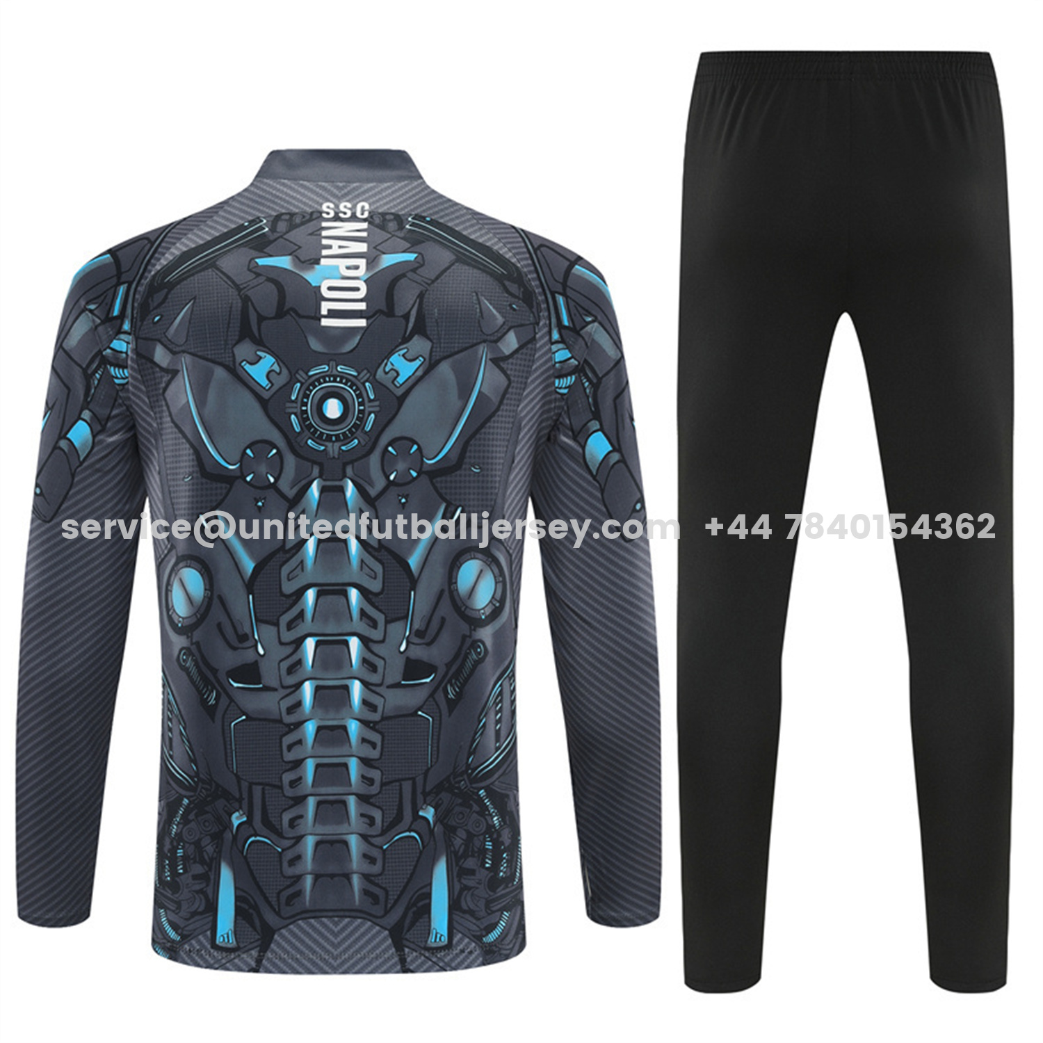 unitedfutballjersey-Napoli 25-26 Long Sleeve Training Set - Gray Mecha Top & Black Pants