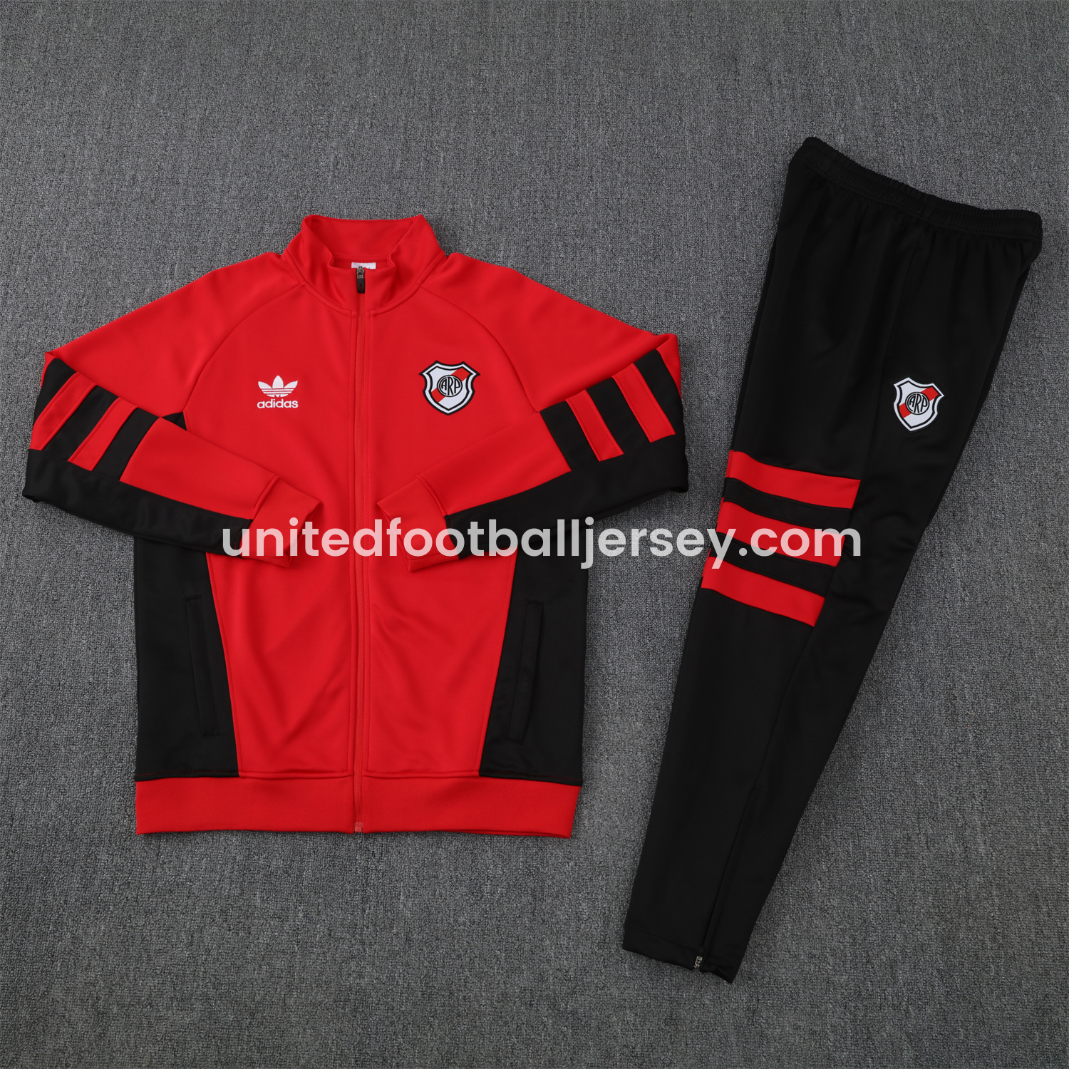 unitedfutballjersey-River Plate 25-26 Terrace Jacket Training Tracksuit - Red Jackets & Black Pants