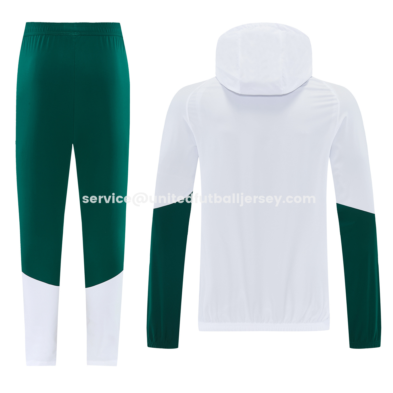 unitedfutballjersey-Italy 2026 Hooded Windbreaker Training Set - White Top & Green Pants
