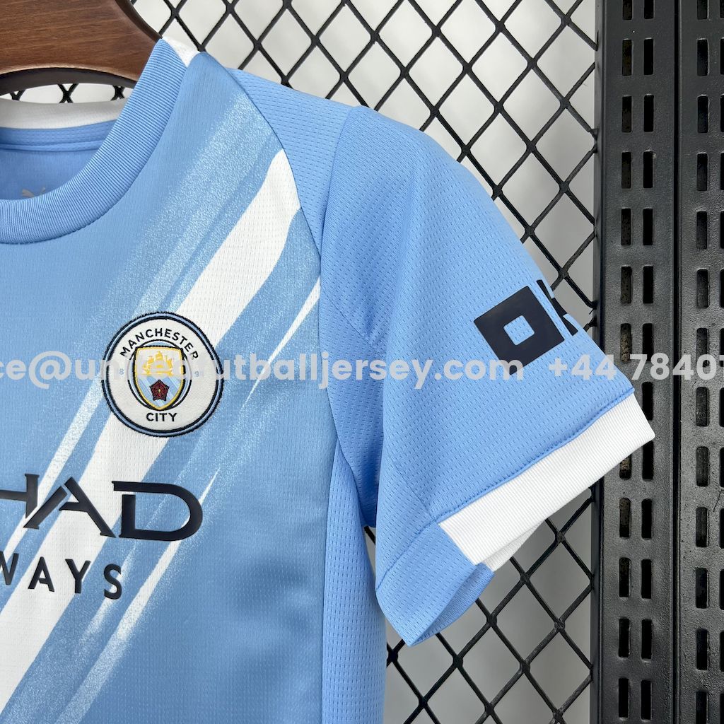 unitedfutballjersey-Manchester City 25-26 Home Kids Kit