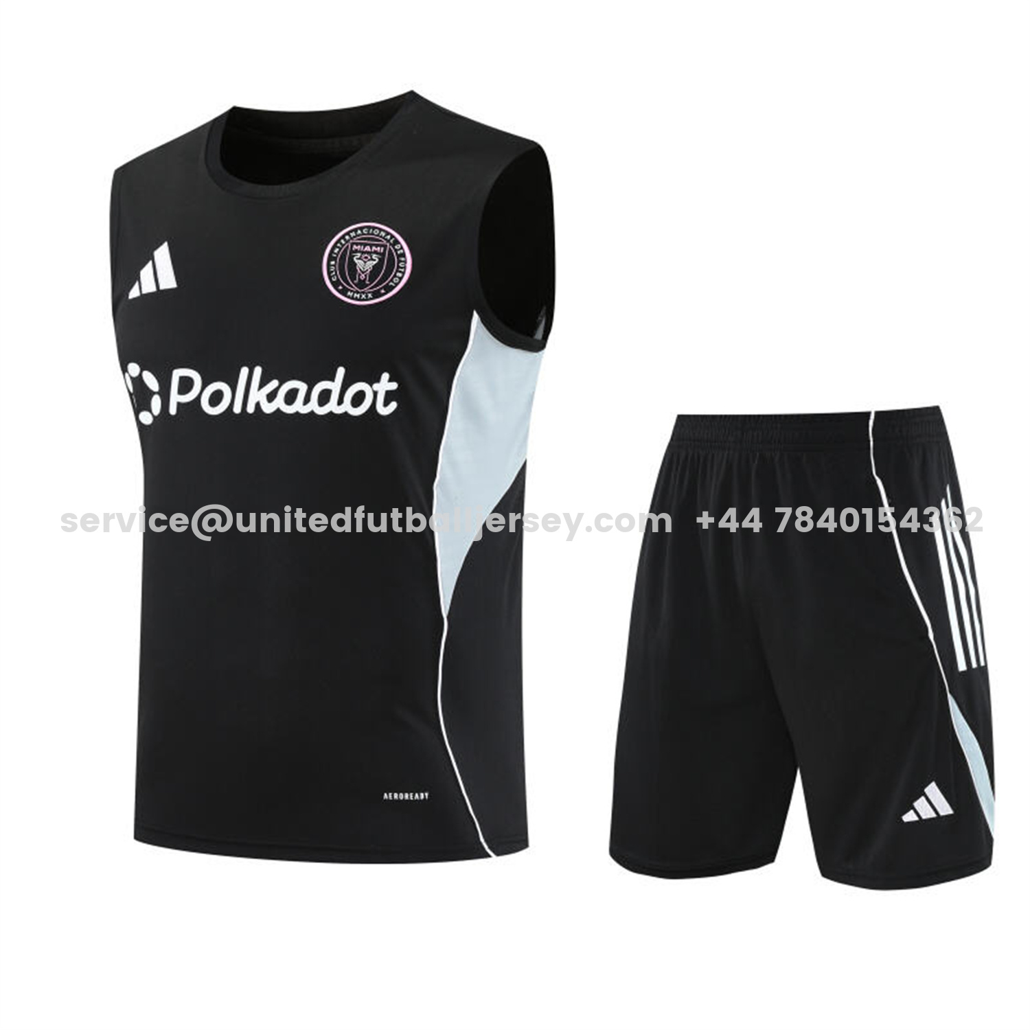 unitedfutballjersey-INT M.A.M 25-26 Vest Training Set - Black And Light Grey Vest & Black Shorts