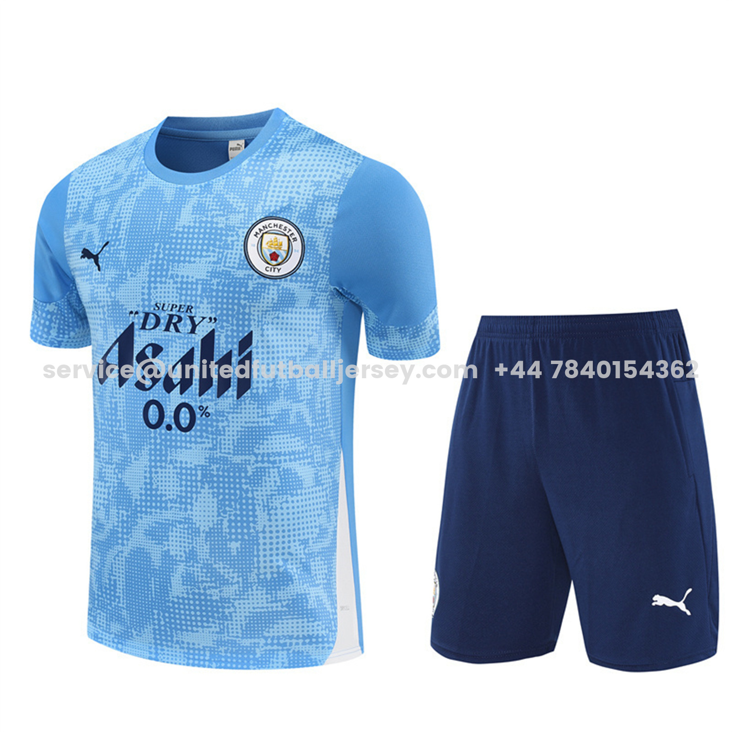 unitedfutballjersey-Manchester City 25-26 Short-Sleeve Training Set - Light Blue Camouflage Top & Deep Blue Shorts