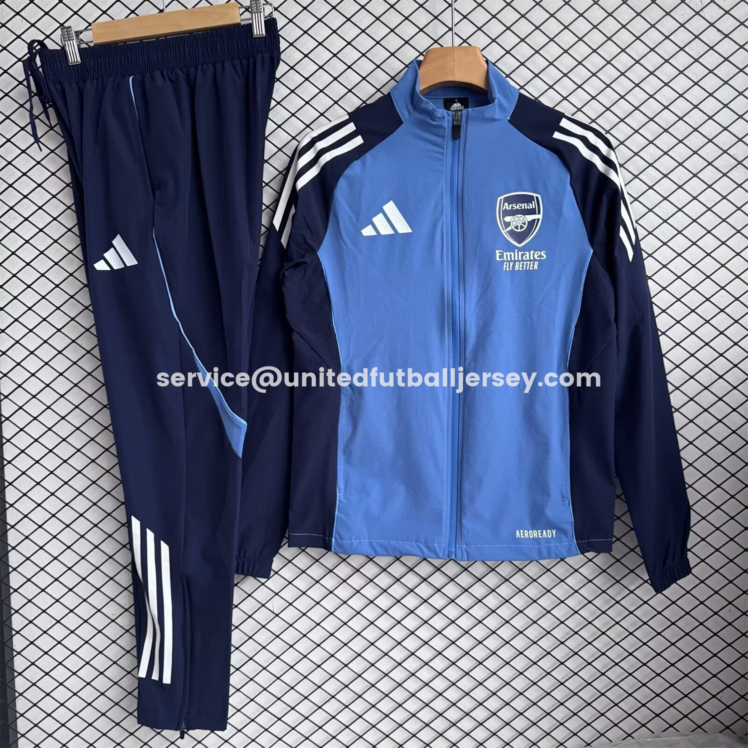 unitedfutballjersey-Arsenal 25-26 Windbreaker Training Set - Blue Top and Black Pants