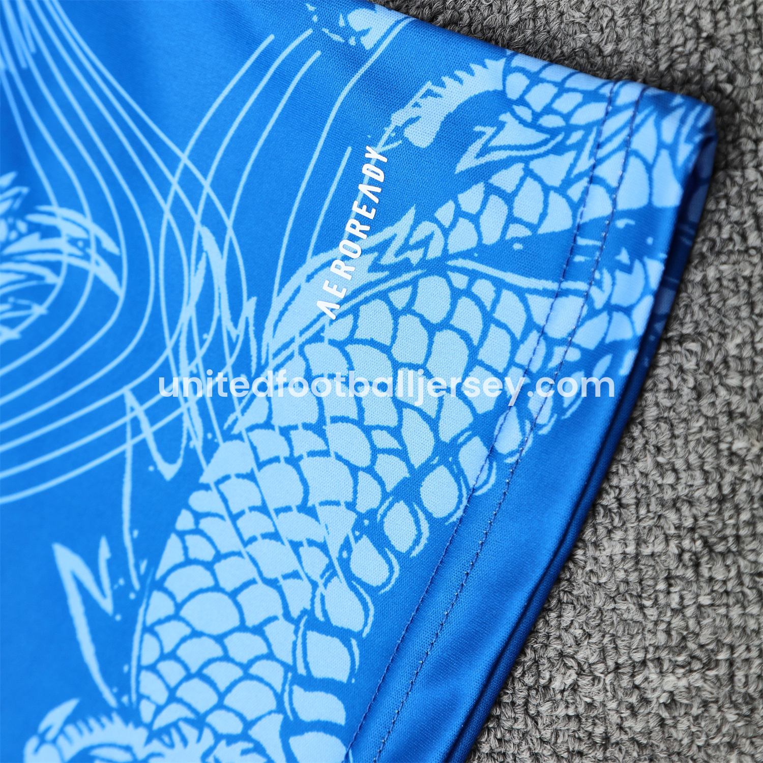 unitedfutballjersey-Real Madrid 25-26 Short-Sleeve Training Set - Blue Black Dragon Top & Black-White Shorts