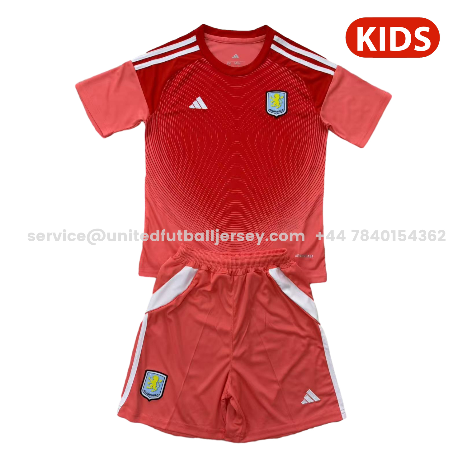 unitedfutballjersey-Aston Villa 25-26 Red Goalkeeper Kids Kit