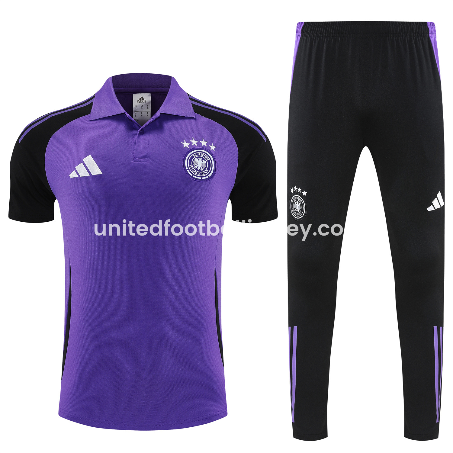 unitedfutballjersey-Germany 25-26 POLO Short-Sleeve Training Set - Purple Top Black Pants