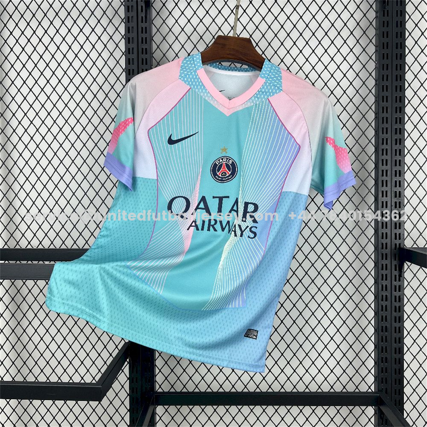 unitedfutballjersey-Paris Saint-Germain PSG 25-26 T90 White Lines Light Blue Gradient Special Jersey - Fans Version