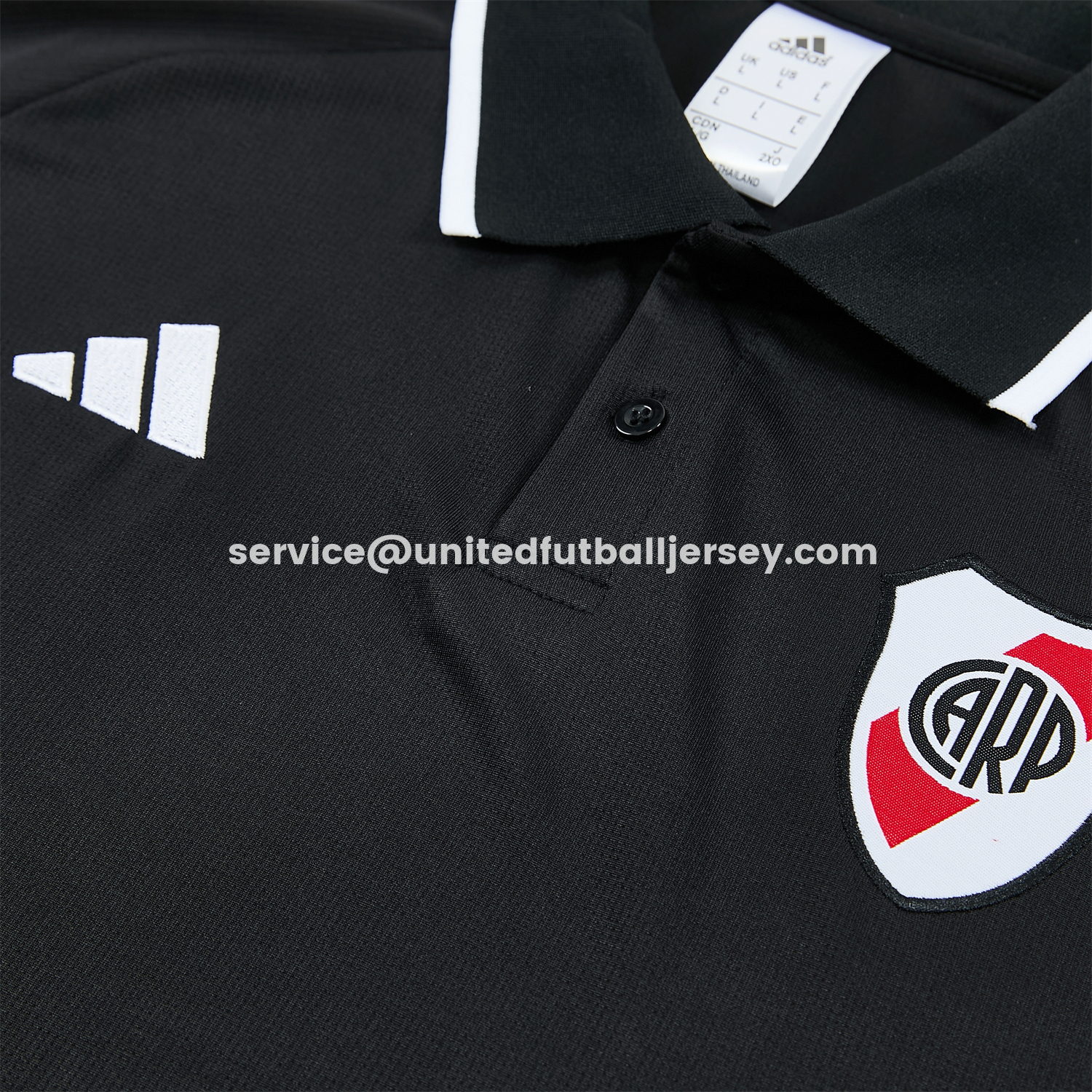 unitedfutballjersey-River Plate 25-26 POLO Short-Sleeve Training Set - Black Top and Black Pants