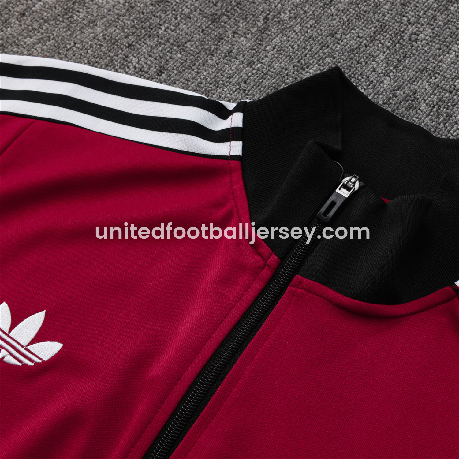 unitedfutballjersey-Manchester United 24-25 Throwback Jacket Training Tracksuit - Date Red Jackets & Black Pants