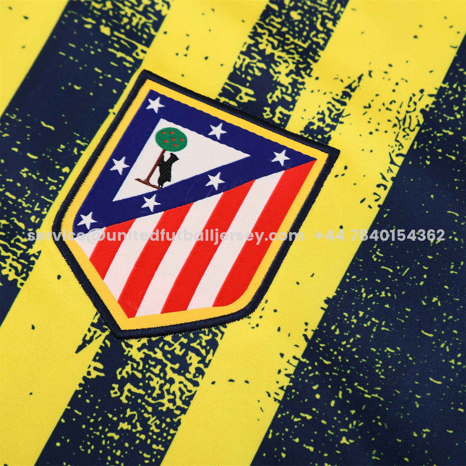 unitedfutballjersey-Atletico Madrid Short-Sleeve Training Set - Blue Yellow Top & Blue Shorts