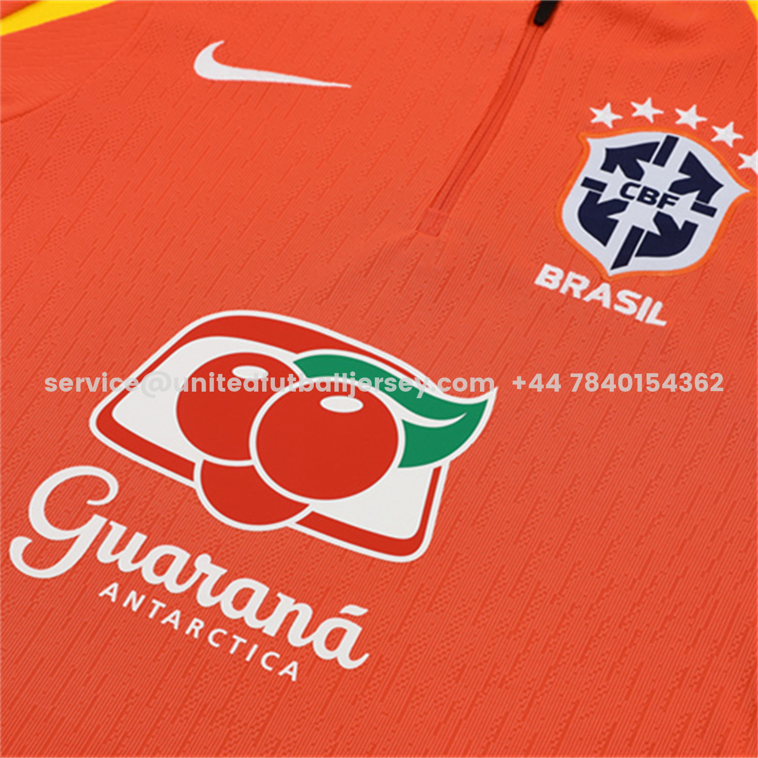 unitedfutballjersey-Brazil 25-26 Kids Long Sleeve Training Set - Player Version - Orange Top and Black Pants