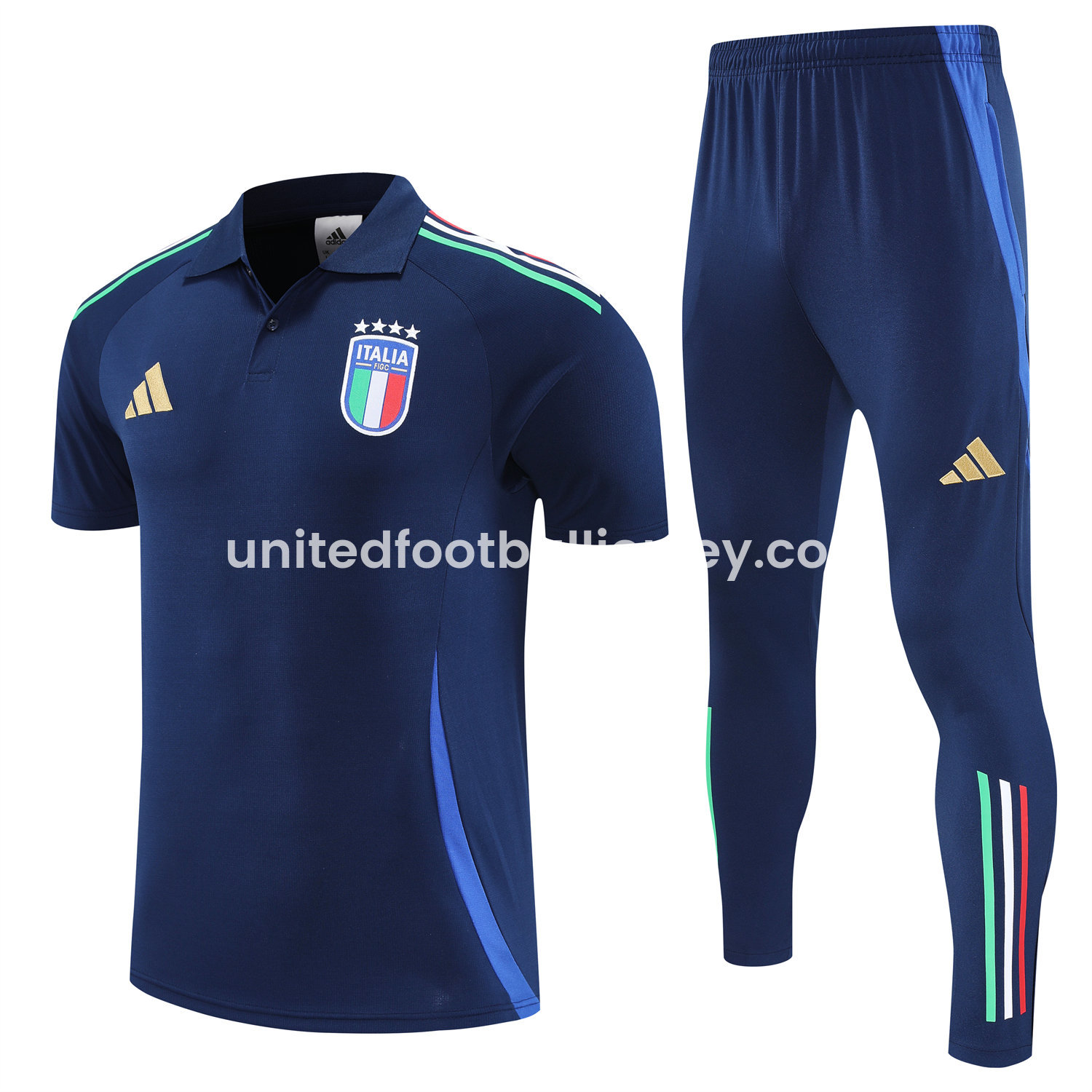 unitedfutballjersey-Italy 25-26 POLO Short-Sleeve Training Set - Deep Blue Top and Pants