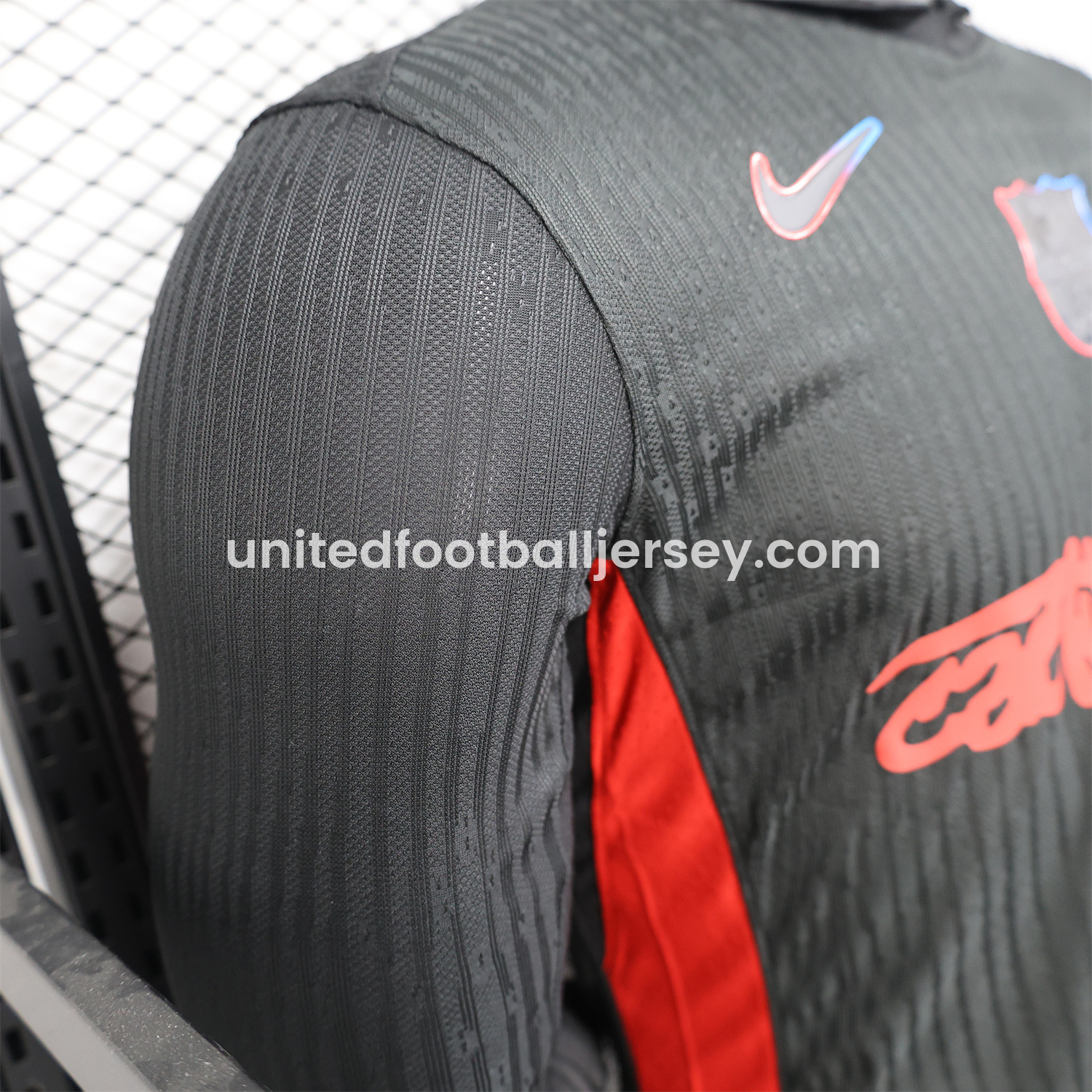 unitedfutballjersey-Barcelona x Travis Scott 24-25 Away Black Long Sleeves Jersey - Player Version