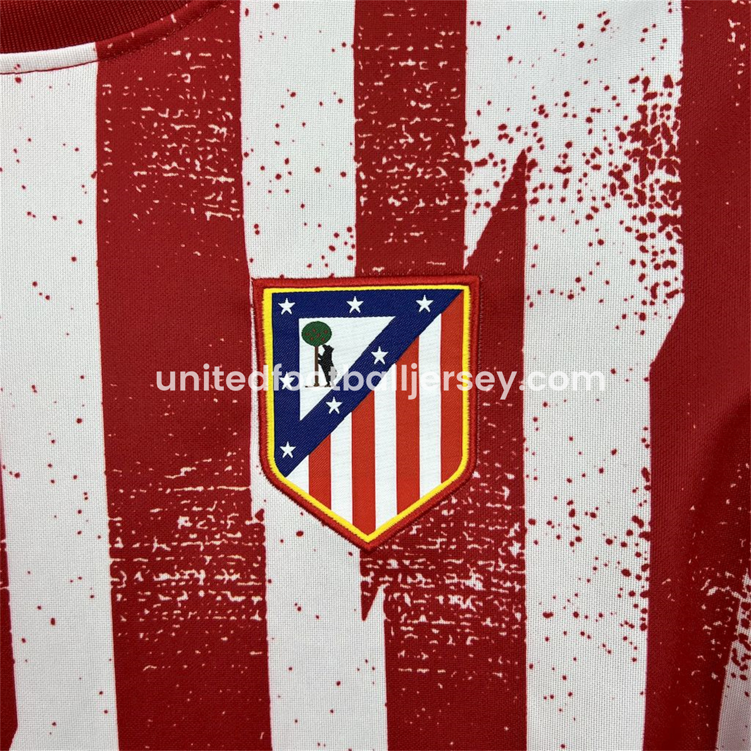 unitedfutballjersey-Atletico Madrid 25-26 Red White Stripes Pre-Match Training Long Sleeves Jersey - Fans Version