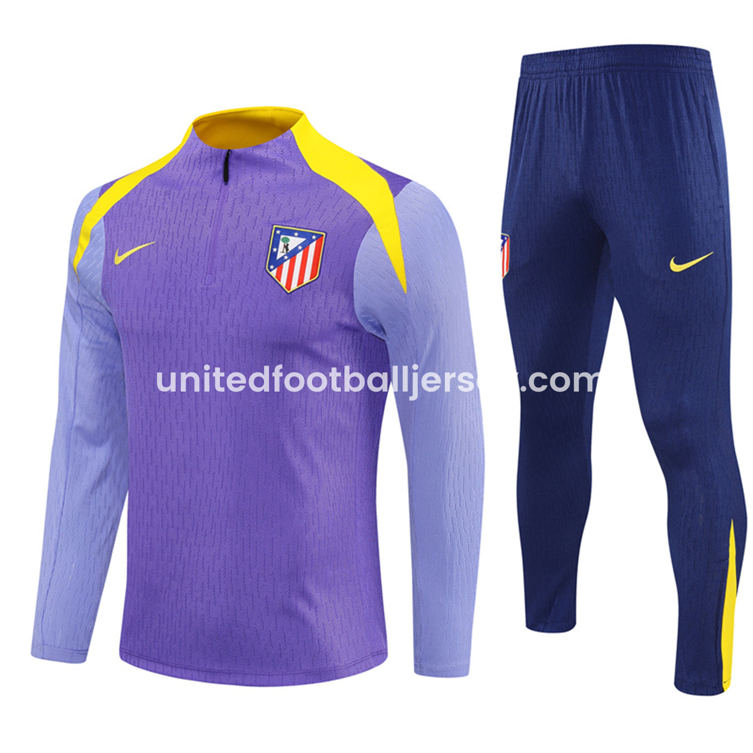 unitedfutballjersey-Atletico Madrid 25-26 Long Sleeves Training Set - Purple Top & Purple Pants