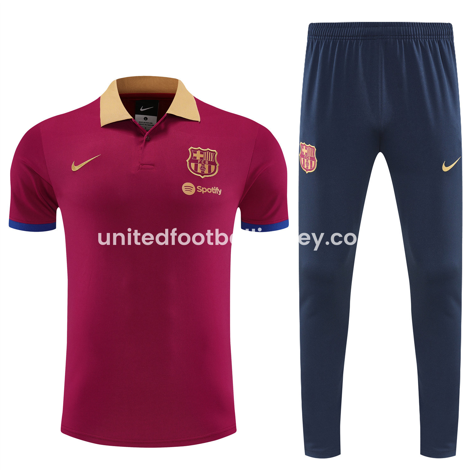 unitedfutballjersey-Barcelona 25-26 POLO Short-Sleeve Training Set - Deep Red Top and Black Pants